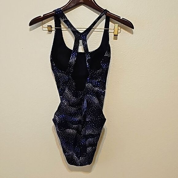 Speedo One Piece Black and Navy Swimsuit 8 - Picture 3 of 8